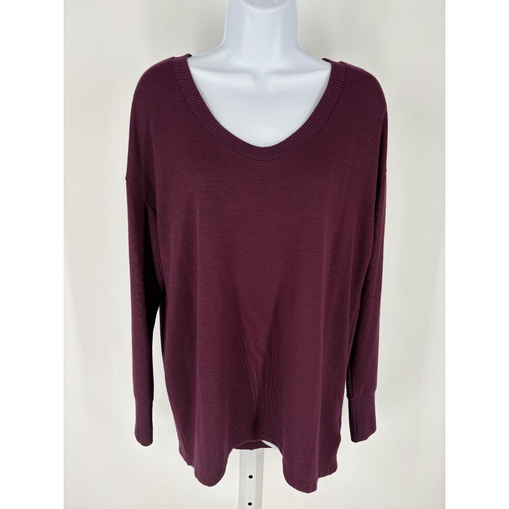 GAP Burgundy Lightweight Knit Sweater | Scoop Neck Long Sleeve Pullover